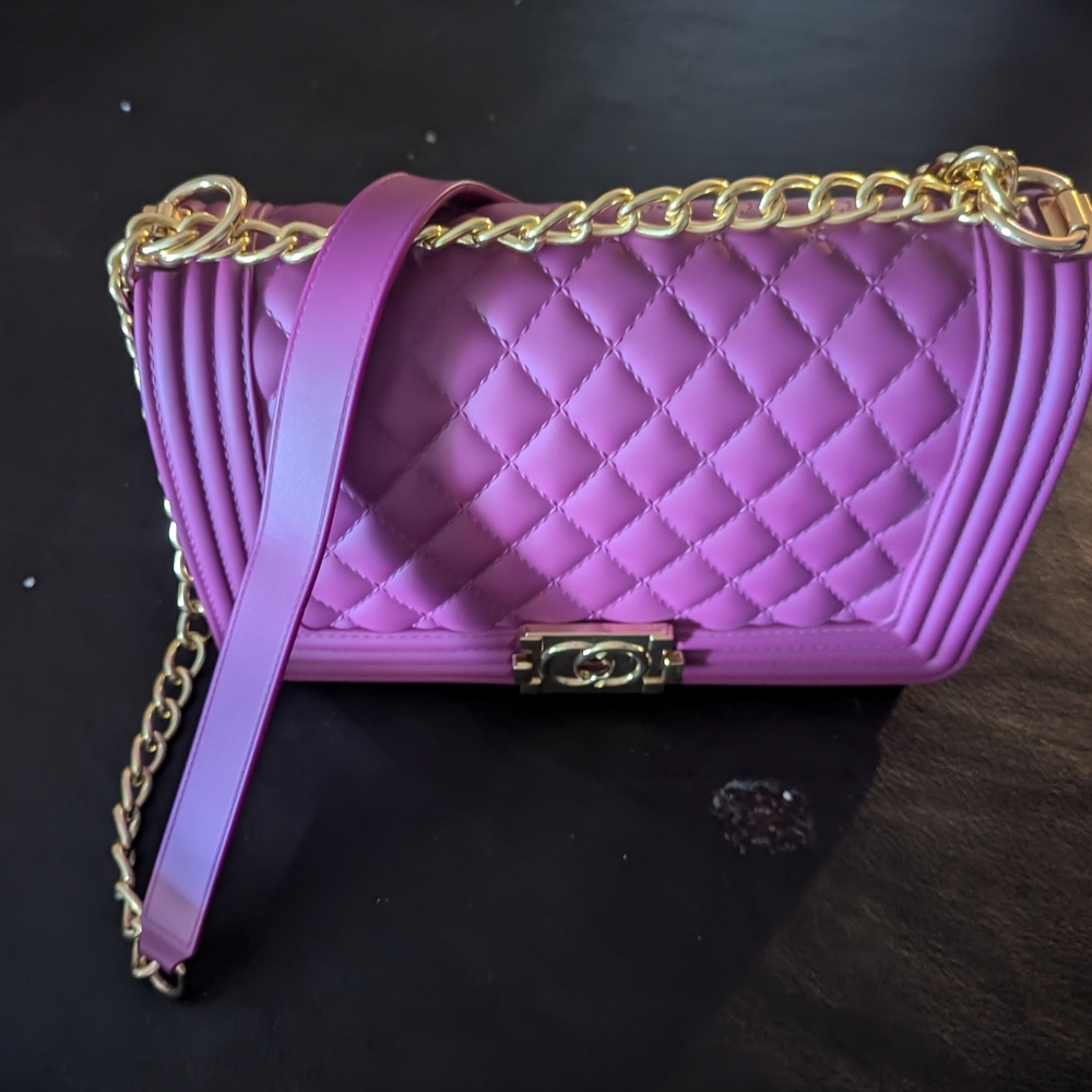 Purple Quilted Chain Jelly Bag